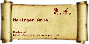 Maninger Anna névjegykártya