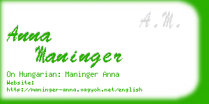 anna maninger business card